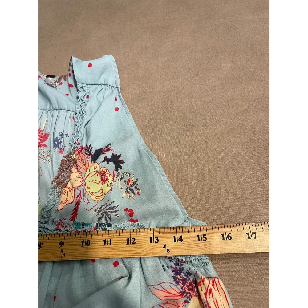 Free People Sleeveless Tunic Top Size XS Tiered Floral Babydoll Boho Grunge